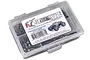 RC Screwz stainless steel screw kit for HPI Savage XS in a clear plastic compartment box.