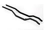 Two black steel chassis rails for a Traxxas TRX-4 RC crawler, shown from an elevated angle on a white background.