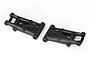 Two black plastic rear suspension arms for a Traxxas 4-Tec 2.0 RC car, shown from a top-down angle on a white background.