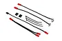 Traxxas 4-Tec 2.0 Ford GT LED tail light kit including two LED light rings, wiring harnesses with red connectors, zip ties, and adhesive mounts.