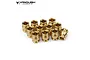 A collection of twelve brass pivot balls for RC vehicles arranged on a white background.