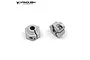 Two silver aluminium 12mm wheel hexes from Vanquish Products, shown from different angles on a white background.