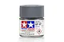 A 10ml glass jar of Tamiya XF-87 IJN Grey flat acrylic paint with a grey plastic lid, isolated on a white background.