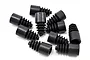 A set of ten black rubber drive axle boots for Losi RC vehicles arranged on a white background.
