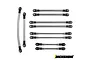 A set of ten stainless steel RC suspension links with black plastic rod ends, arranged on a white background, branded with the Incision logo.