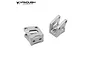 Two silver aluminium AR60 lower link and shock mounts from Vanquish Products, shown from different angles on a white background.