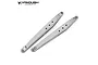 Two silver aluminium rear trailing arms for an RC vehicle by Vanquish Products, shown against a plain white background.