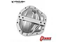 Silver aluminium Vanquish Products Currie differential cover for RC vehicles, featuring a central brace and mounting holes.