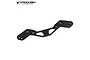 A black anodized aluminium front shock mount adjuster for a Vanquish RC vehicle, featuring a CNC-machined design with multiple mounting holes.
