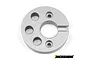 A silver circular aluminium motor mount plate for RC vehicles, featuring a central hole and multiple mounting points, with the Incision logo in the corner.