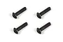 Four black metal button head screws arranged in a grid on a white background.