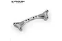 A silver anodized aluminium steering rack component for an RC vehicle, shown against a clean white background with the Vanquish Products logo.