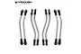 Eight titanium RC suspension links with black rod ends arranged in four pairs against a white background.