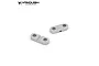 Two silver aluminium servo clamps from Vanquish Products shown on a white background.