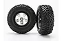 Traxxas 2.2/3.0" Off Road Tyres on Satin Chrome/Black Rims - Glued Wheels 2Pcs 5875X