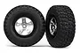 Traxxas 2.2/3.0" Off Road Tyres on Satin Chrome/Black Rims - Glued Wheels 2Pcs 5878