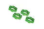 Four bright green anodized aluminium 17mm splined serrated wheel nuts for RC vehicles.