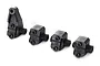 Four black plastic suspension link axle mounts for a Traxxas TRX-4 RC crawler, arranged on a white background.