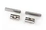 Two metal drive shaft pins and two cross pins for Traxxas TRX-4 drivetrain repair, shown on a white background.
