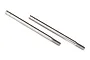 Two shiny silver metal shock shafts for Traxxas TRX-4 RC vehicles, shown against a white background.