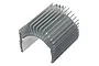 A silver aluminium finned heat sink for an RC motor, shown from a high angle against a white background.
