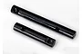 Two black metal output shafts of different lengths for a Traxxas TRX-4 RC vehicle, shown against a plain white background.