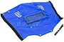 Blue Outerwears chassis cover for Losi 5IVE-T with black mesh ventilation panels and velcro attachment strips.