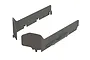 A pair of grey plastic side dirt guards for an ARRMA RC vehicle, featuring a molded step detail on the exterior side.