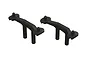 Two black ARRMA MT body mounts shown from a high angle against a white background.