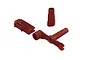 ARRMA chassis spine block and multi-tool set in red plastic, featuring a T-shaped tool, a socket tool, and a structural block component.