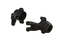Two black ARRMA front steering hubs for RC vehicles, shown from different angles against a white background.