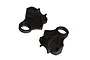 Two black plastic differential yoke parts for an ARRMA RC vehicle, shown from different angles against a white background.