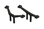Two black plastic ARRMA RC body mounts for short course trucks, shown from an elevated angle against a white background.