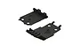 Two black plastic ARRMA RC skid plates shown from an isometric angle against a white background.