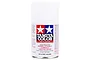 A 100ml can of Tamiya TS-101 Base White lacquer spray paint for plastic models, featuring the Tamiya logo and safety warnings on a white background.