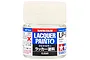 A small glass jar of Tamiya LP-9 Clear Lacquer Paint with a white screw-on cap, featuring a blue, red, and black label with Japanese and English text.