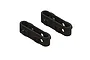 Two black plastic ARRMA bumper spring mounts shown from an elevated angle against a white background.