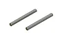 Two identical metallic cylindrical hinge pins shown at an angle against a white background.