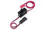 A black Futaba receiver switch with red and black wiring, featuring a red JST-style connector and a black universal receiver connector.