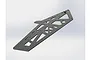 A gunmetal grey aluminium TVP chassis plate for an ARRMA RC vehicle, shown in a studio render against a white background.