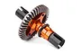 HPI Racing orange aluminium 40T locked differential spool set for RC cars, featuring a metallic orange center and dark grey steel gear and outdrives.