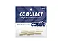 Castle Creations 4mm bullet connectors in retail packaging, showing 3 sets of gold-colored metal connectors.