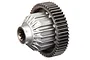 Traxxas 8S X-Maxx centre torque-biasing differential gear assembly showing the ribbed metal housing and outer gear teeth.
