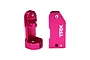 Two pink anodized aluminium C-hub carriers for Traxxas RC vehicles, showing the TRX branding and R marking on one side.