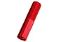 A red anodized aluminium shock body for Traxxas RC vehicles, featuring a threaded upper section and smooth lower section.