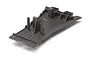 A grey Traxxas Slash 2WD LCG lower chassis component shown from a high-angle perspective against a white background.
