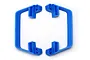 Two blue plastic LCG chassis nerf bars for Traxxas RC vehicles, shown from a top-down perspective on a white background.