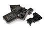 Traxxas X-Maxx rear bulkhead components including the main housing and a separate support piece on a white background.