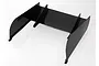 A black plastic rear wing for a Traxxas 1/8 scale RC drag car, featuring a wide main plane and two vertical side plates.