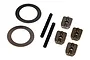 Traxxas differential hardware set including two flat washers, two metal pins, and four small metal blocks on a white background.